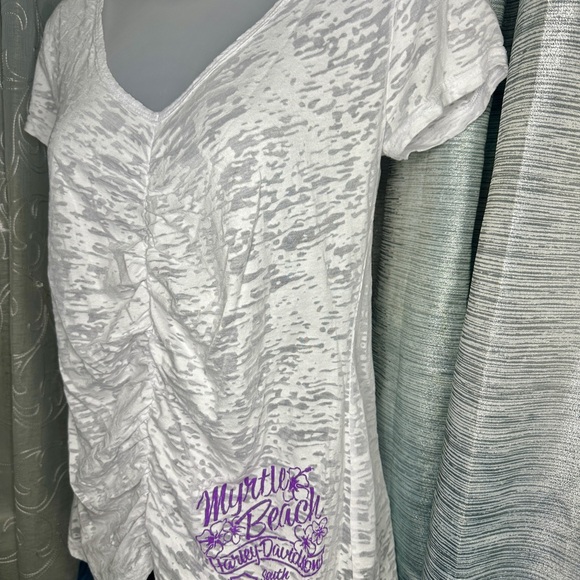 Harley-Davidson Women’s Textured V-Neck Tee ~ Myrtle Beach South Carolina Large - Picture 6 of 8